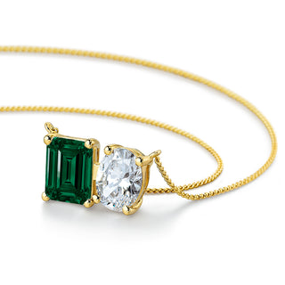 Toi et Moi Tru Emerald and Oval Necklace