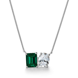 Toi et Moi Tru Emerald and Oval Necklace