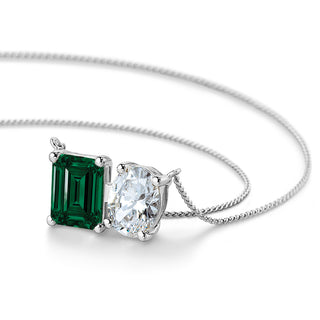 Toi et Moi Tru Emerald and Oval Necklace