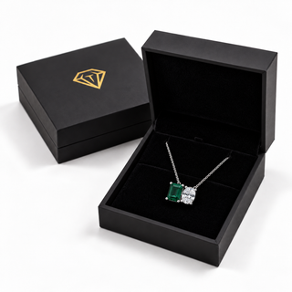 Toi et Moi Tru Emerald and Oval Necklace