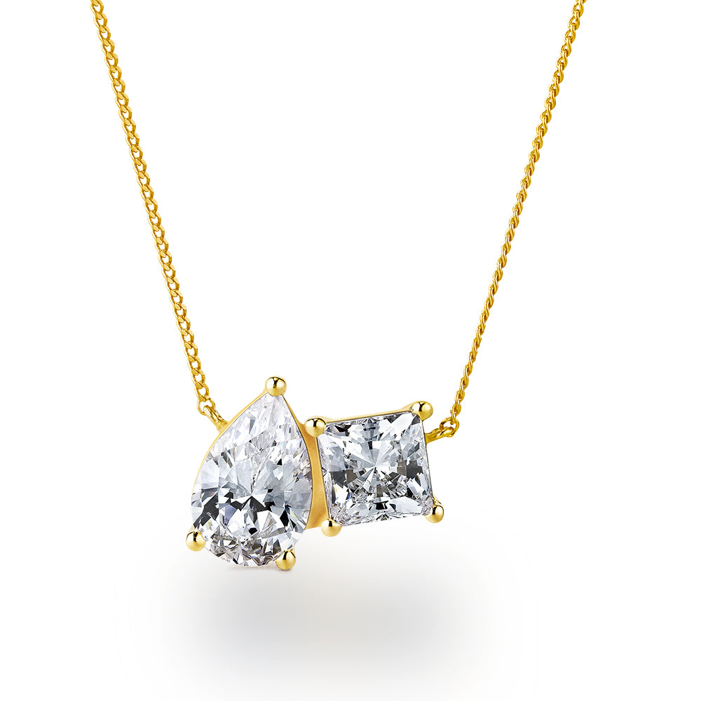 Toi et Moi Pear and Princess Cut Necklace