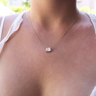 2 Carat East-West Cushion Necklace