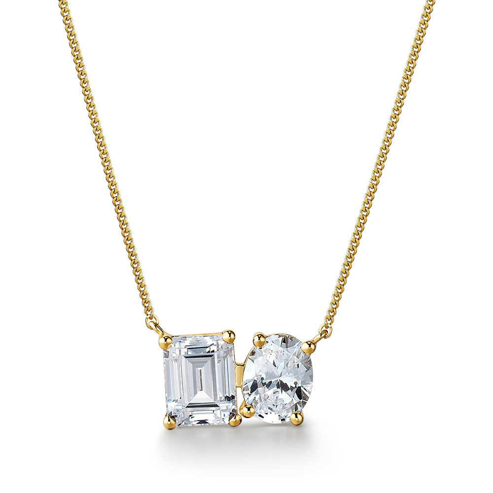 Toi et Moi Oval and Emerald Cut Necklace