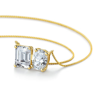Toi et Moi Oval and Emerald Cut Necklace