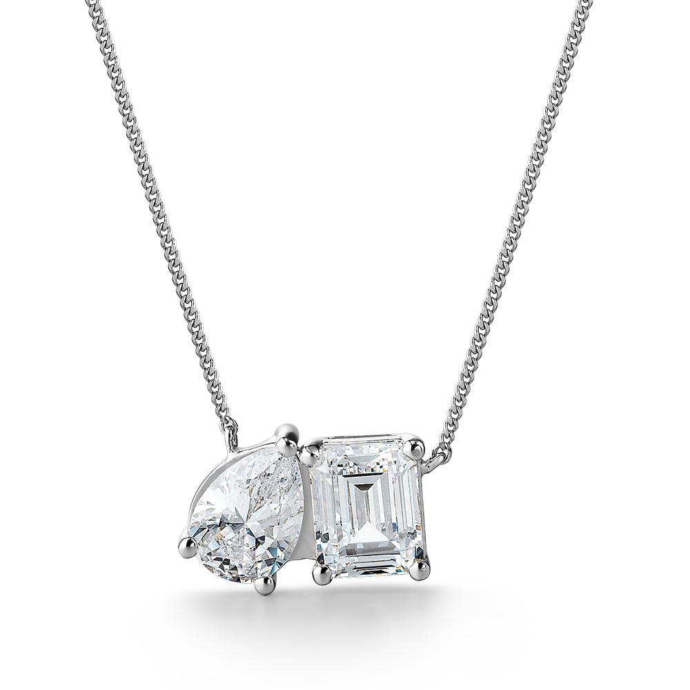 Toi et Moi Pear and Emerald Cut Necklace