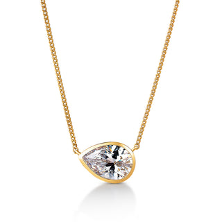 2 Carat East-West Bezel Pear Necklace