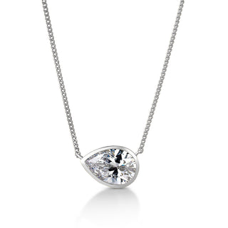 2 Carat East-West Bezel Pear Necklace
