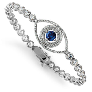 Tru Sapphire Double Halo Tennis Bracelet