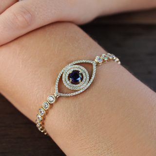 Tru Sapphire Double Halo Tennis Bracelet