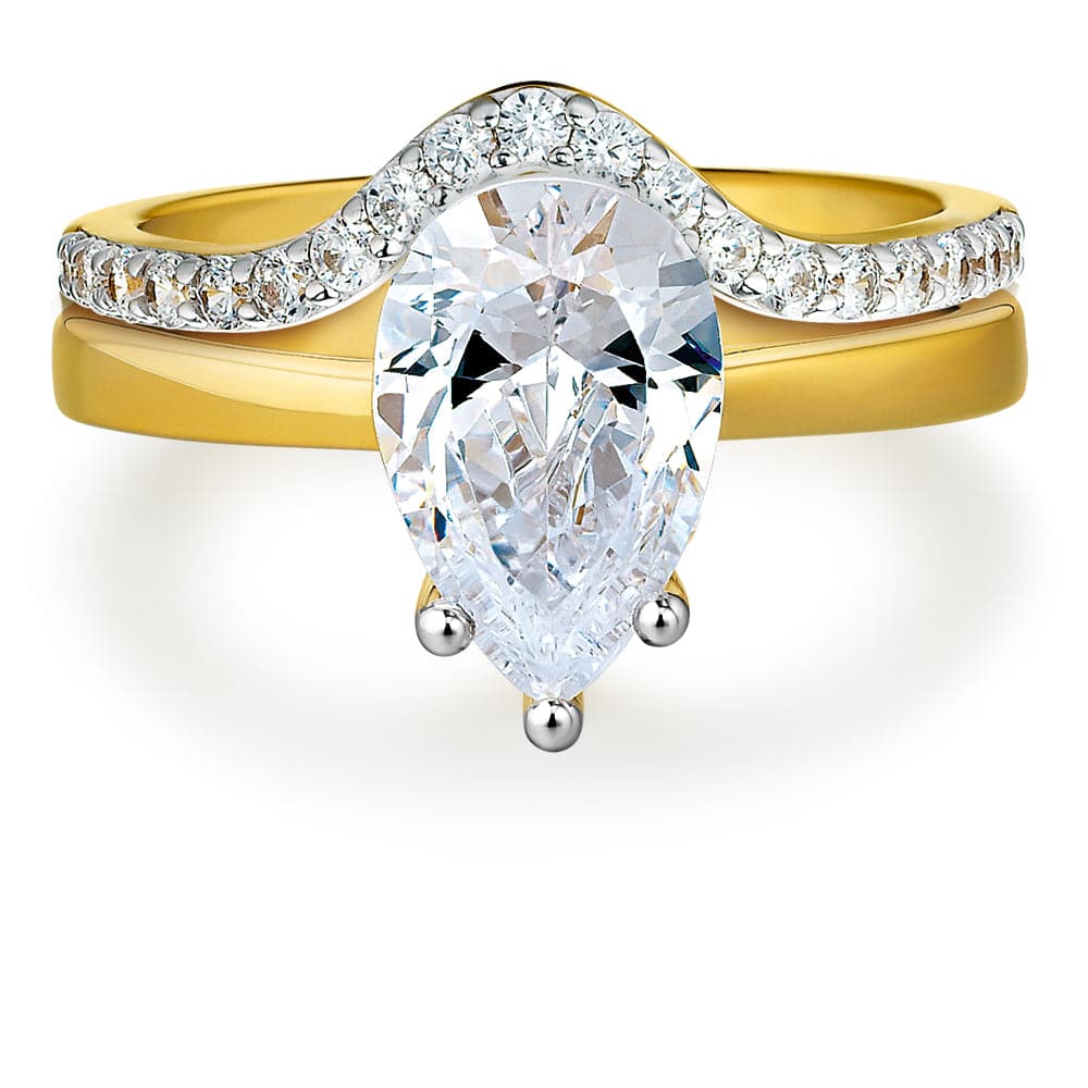 Pear Cut Solitaire Ring Set