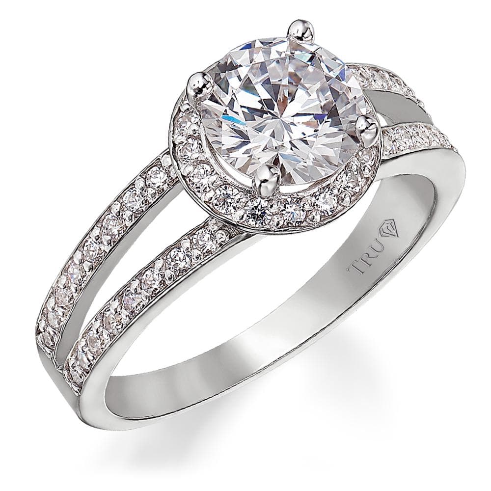 Solitaire Split Shank Engagement Ring 9ct White Gold