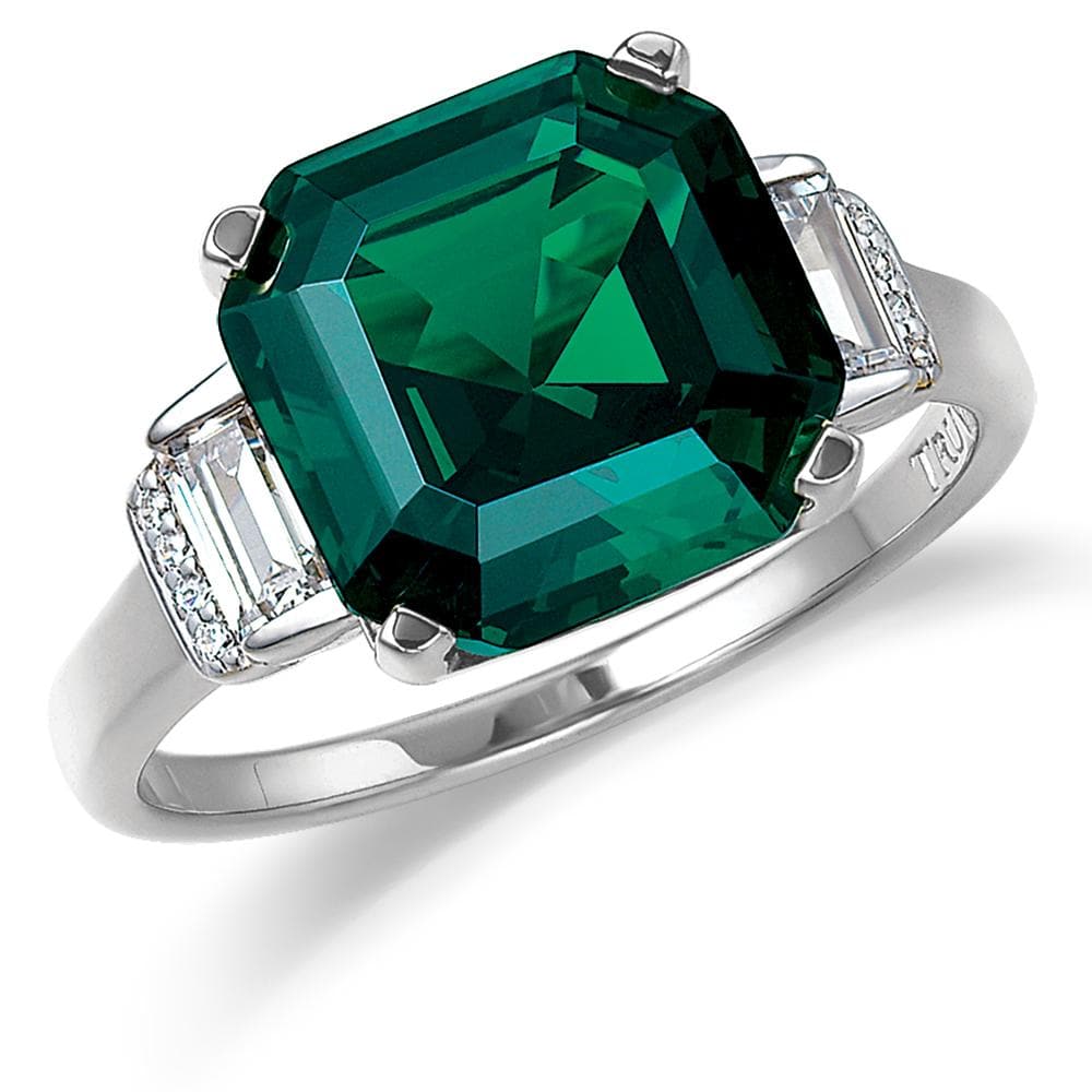Rockefeller Tru-Emerald Replica Ring - 9ct. White Gold 9ct White Gold
