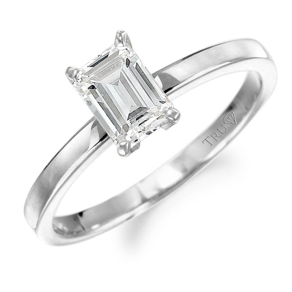 1 ct. Emerald Cut Solitaire Engagement Ring 9ct White Gold