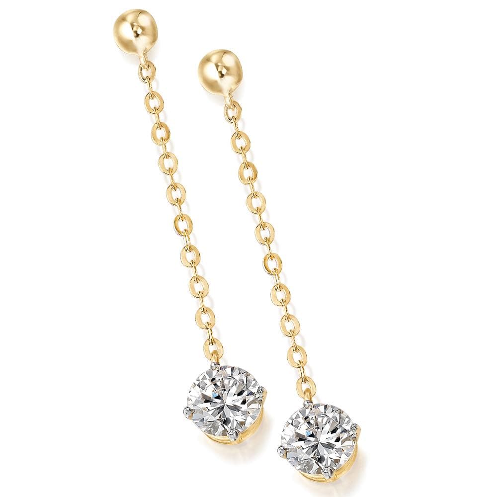 Posh Solitaire Drop Earrings 18ct Gold Clad