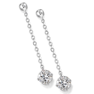 Posh Solitaire Drop Earrings Platinum Clad
