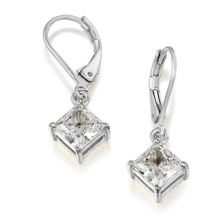 1.25 Carat Princess Cut Drop Earrings