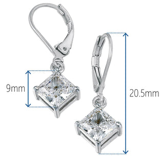 1.25 Carat Princess Cut Drop Earrings