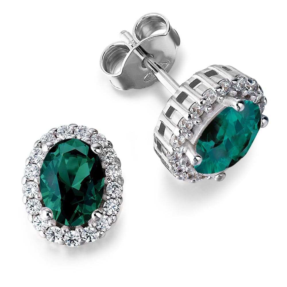 Emerald Cincature Earrings Platinum Clad