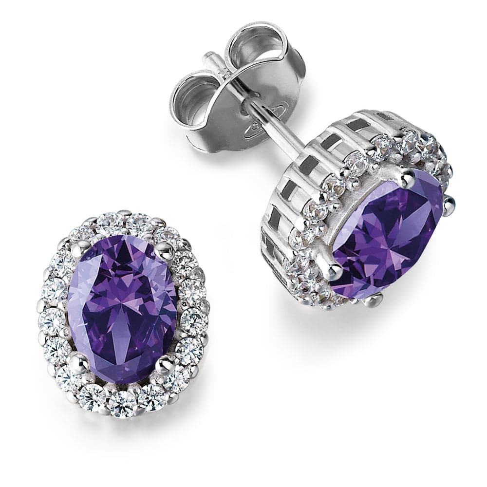 Amethyst Cincature Earrings Platinum Clad