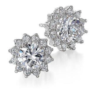 Dainty Flower Earrings Platinum Clad