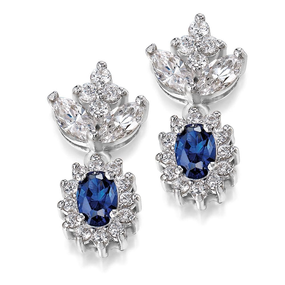 Rosemoor Sapphire Earrings Platinum Clad