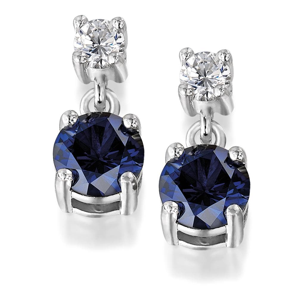 Sapphire Elliptical Earrings Platinum Clad