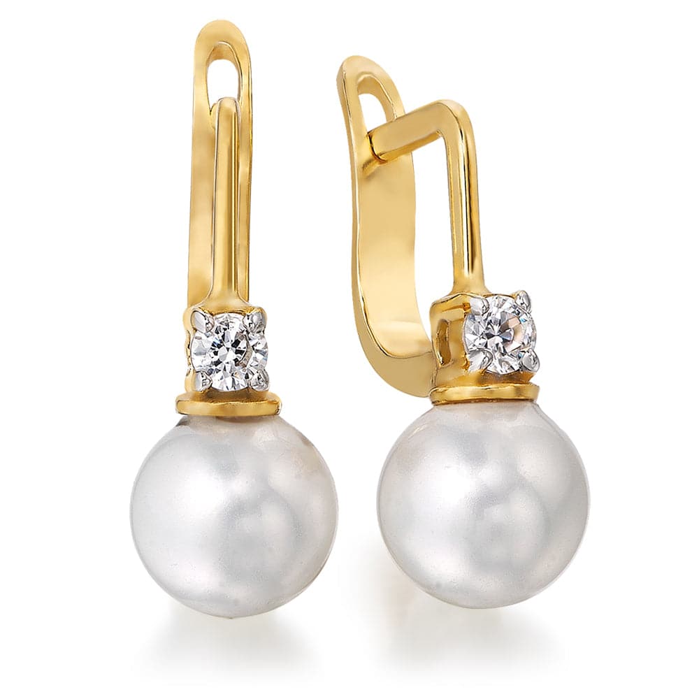 Elegant Pearl Drop Earrings 18ct Gold Clad