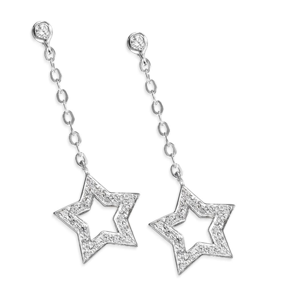 Star Drop Earrings Platinum Clad
