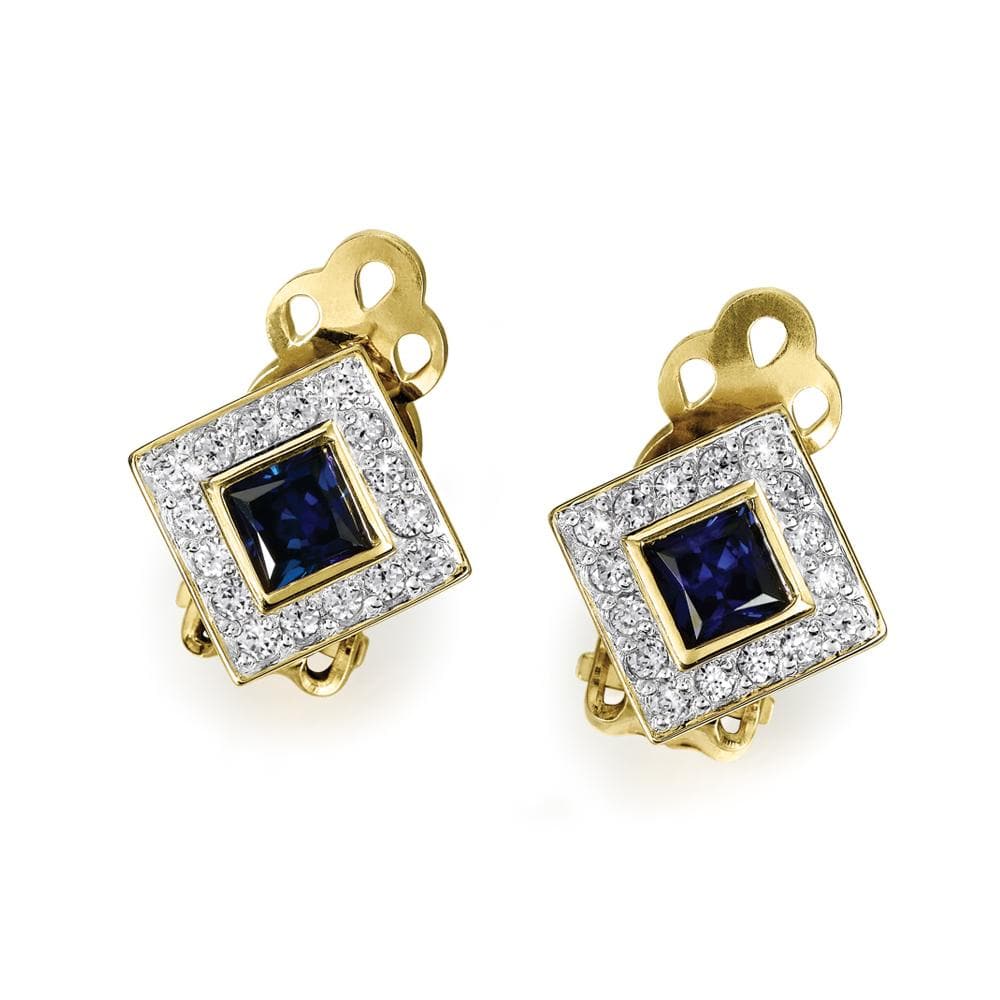Sapphire Shimmering Clip On Earrings 18ct Gold Clad