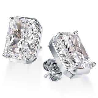 Lace Trimmed Radiant  Earrings Platinum Clad