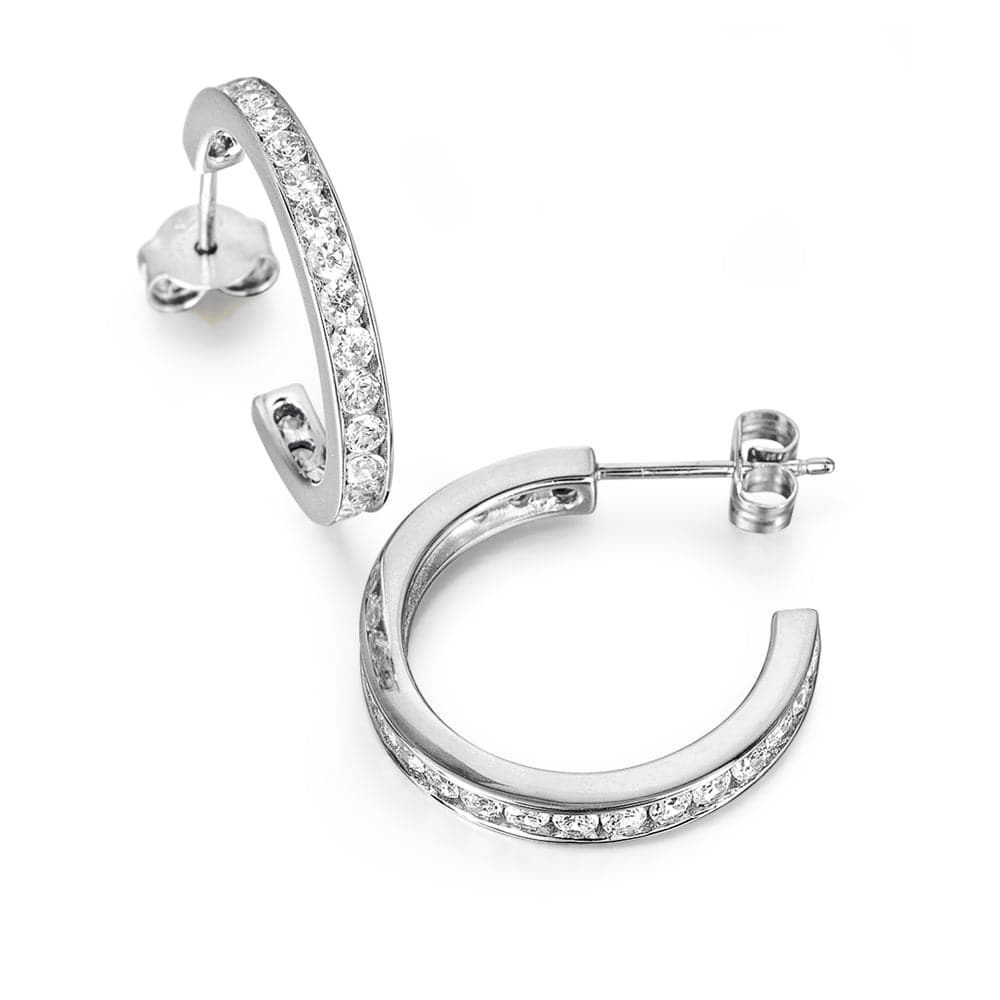 Gleaming Semi-Hoop Earrings Platinum Clad