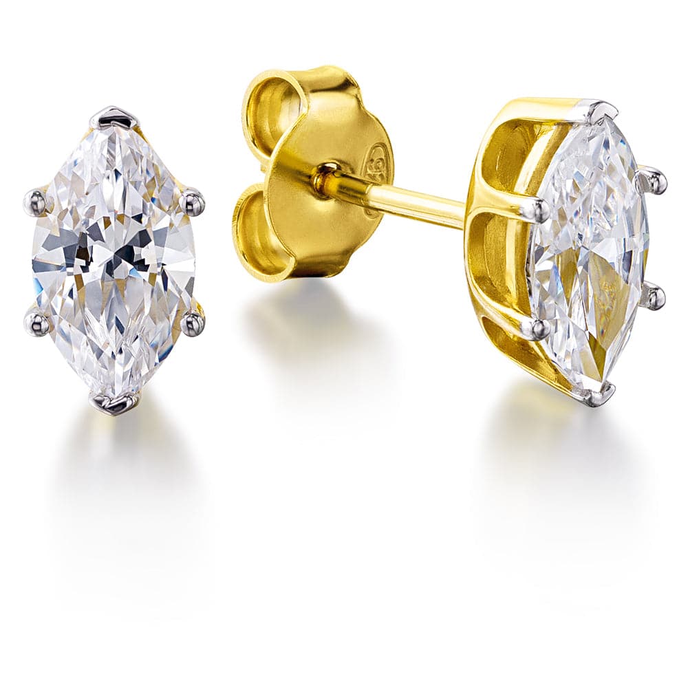 1.5  ct.  t.w.  Marquise Stud Earrings 18ct Gold Clad