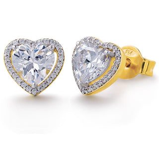 Heart Halo Studs 18ct Gold Clad