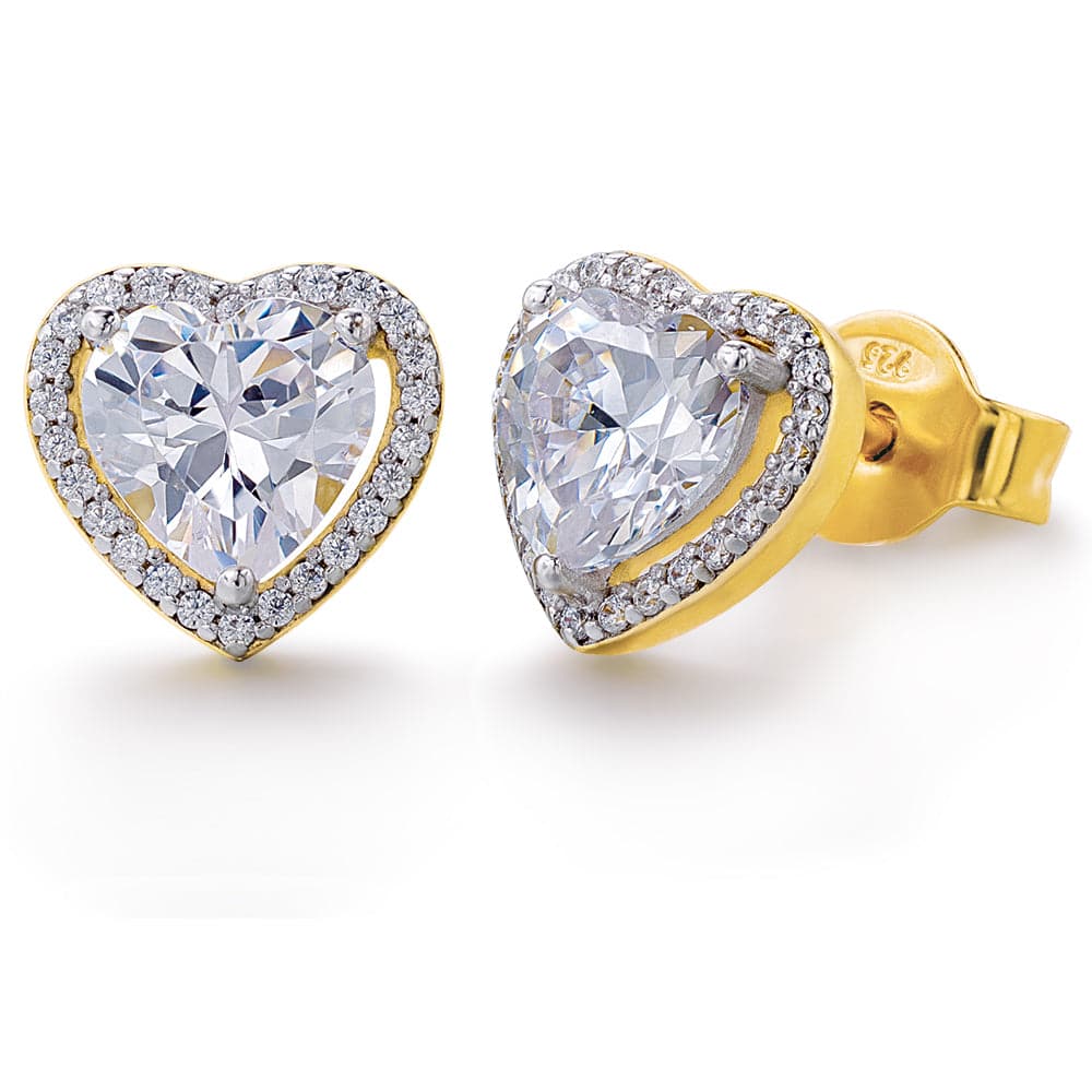 Heart Halo Studs 18ct Gold Clad