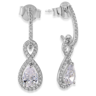 Infinity Drop Earrings Platinum Clad