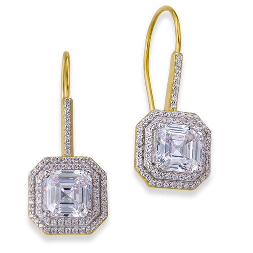 Double Halo Asscher Drops 18ct Gold Clad