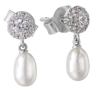 Queen's Replica Pearl Earrings Platinum Clad
