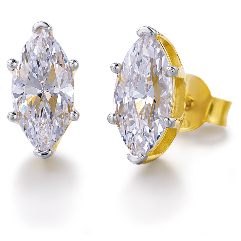 2.5 ct. t.w. Marquise Stud Earrings 18ct Gold Clad