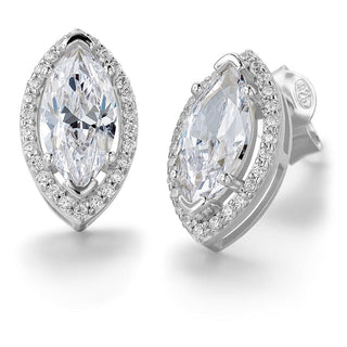 Marquise Halo Stud Earrings Platinum Clad