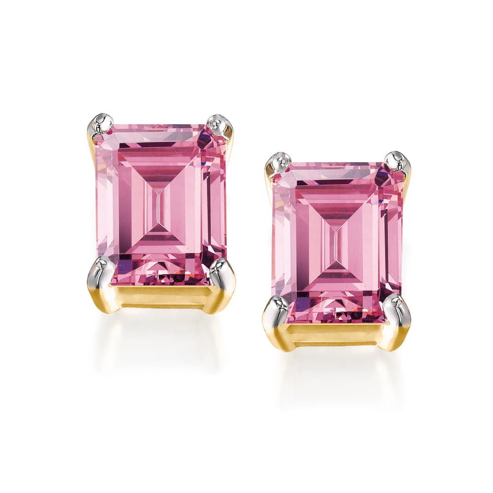 Pink Emerald  Earrings 18ct Gold Clad