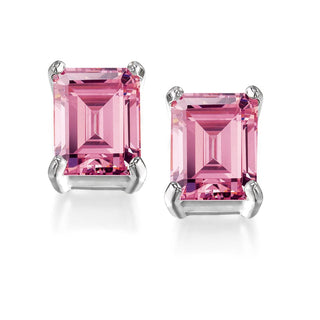 Pink Emerald  Earrings Platinum Clad