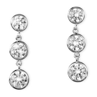 Triple Drop Earrings Platinum Clad