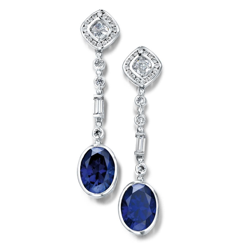 Decadent Drop Sapphire Earrings Platinum Clad