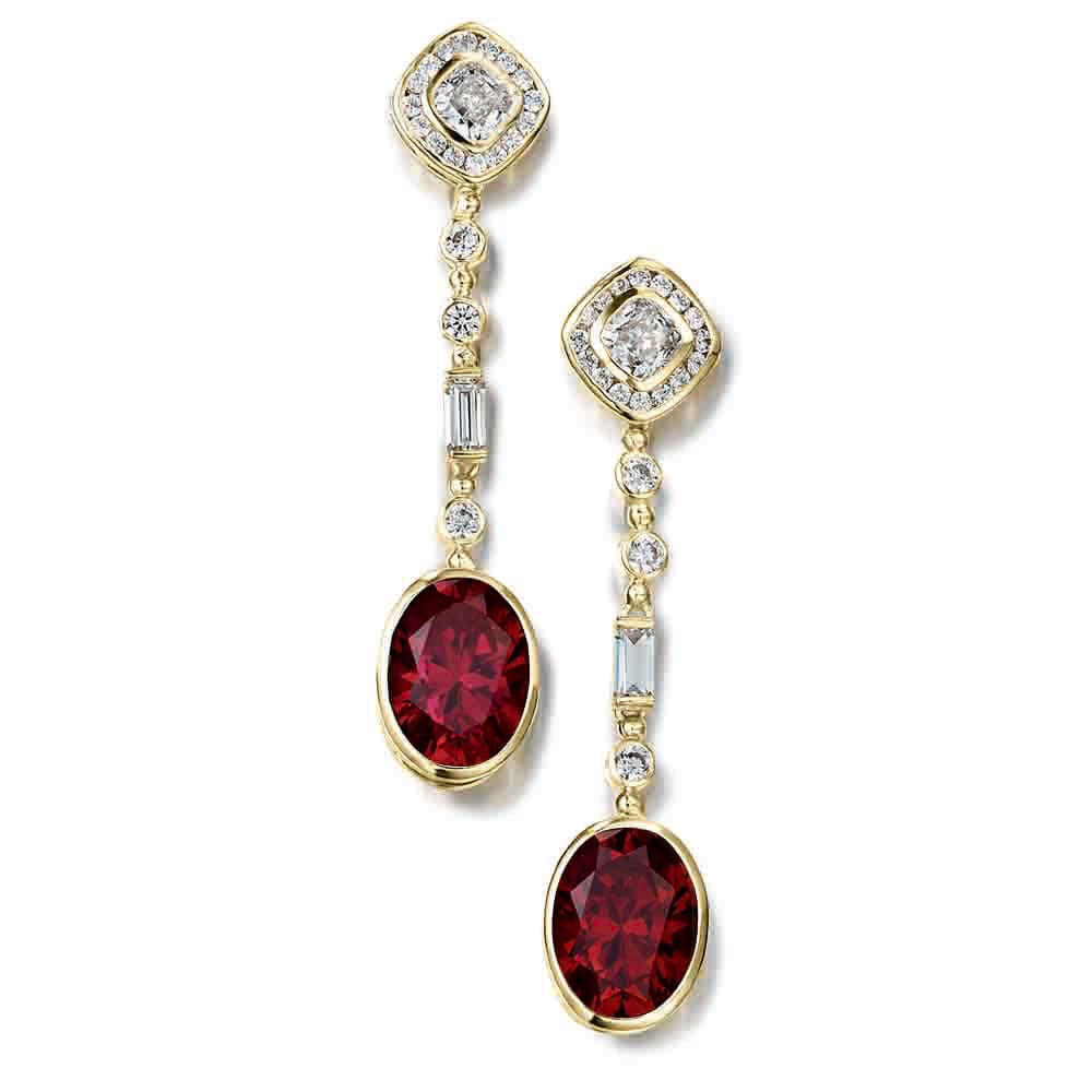 Decadent Drop Ruby Earrings 18ct Gold Clad