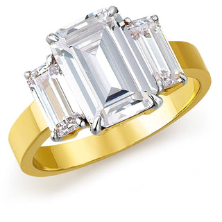 7.35 Carat Impressive Emerald Cut Trilogy Ring