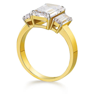 7.35 Carat Impressive Emerald Cut Trilogy Ring