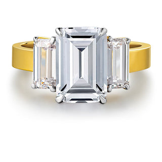 7.35 Carat Impressive Emerald Cut Trilogy Ring