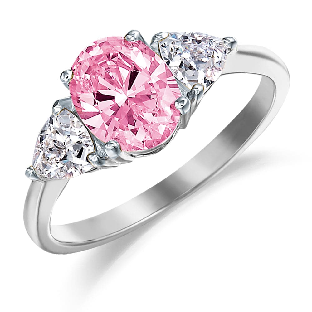 Pink Oval  Trillion Ring