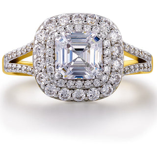 Asscher Cut Double Halo Ring