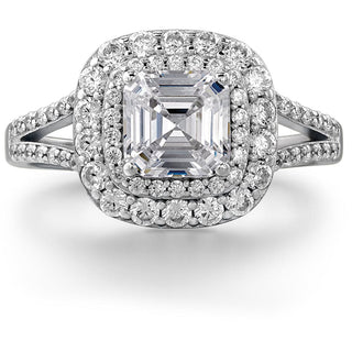Asscher Cut Double Halo Ring
